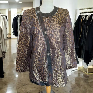 CLARA CLARA NYC Vintage Silk 1980s Rhinestone Embellished Cheetah Print Coat